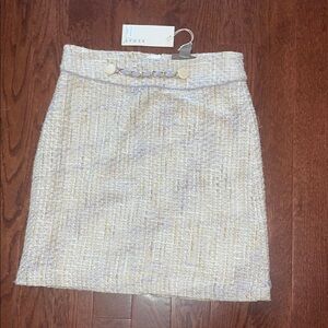 NWT Kenar Cream and Lavendar Pencil Preppy Tweed Skirt